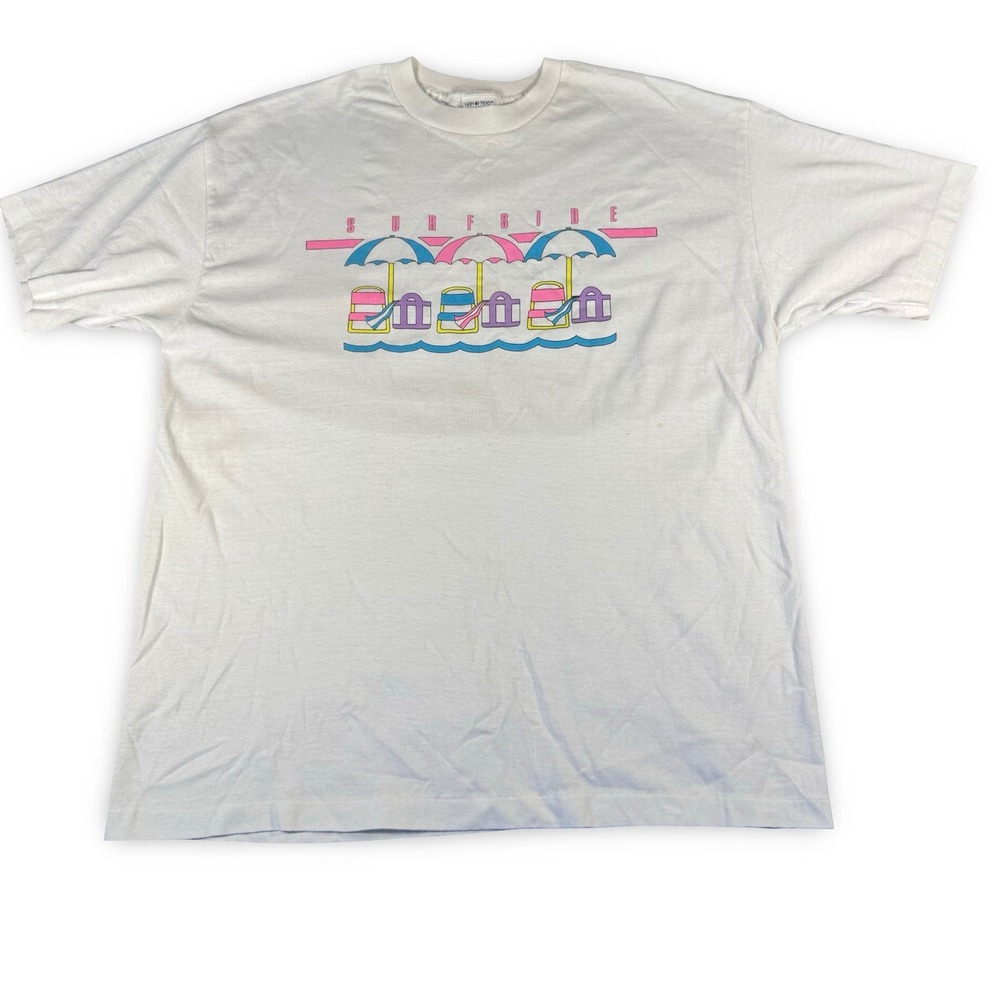 Vintage 80s Surfside Beach T-Shirt High Tide Tee Jays Single Stitch USA XL Jumbo